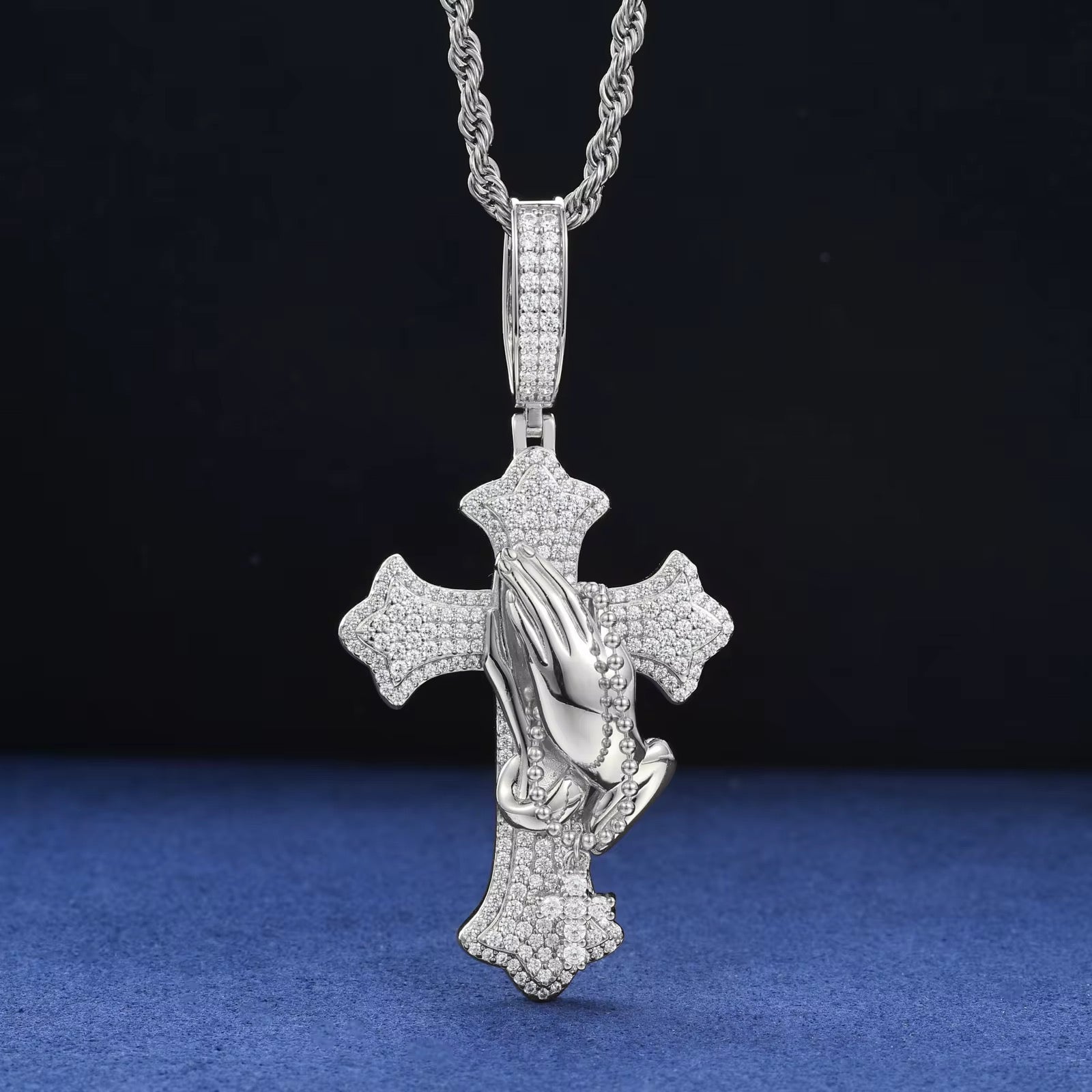 Moissanite Cross Prayer Pendant