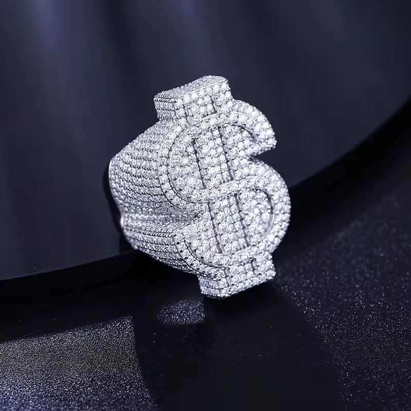 Dope Dollars: Moissanite Luxe USD Ring in 925 Sterling