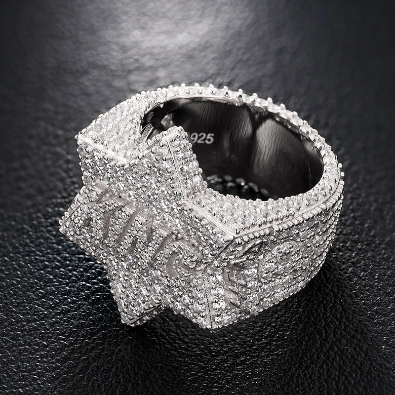 Moissanite Diamond Iced Out King Star Ring For Men