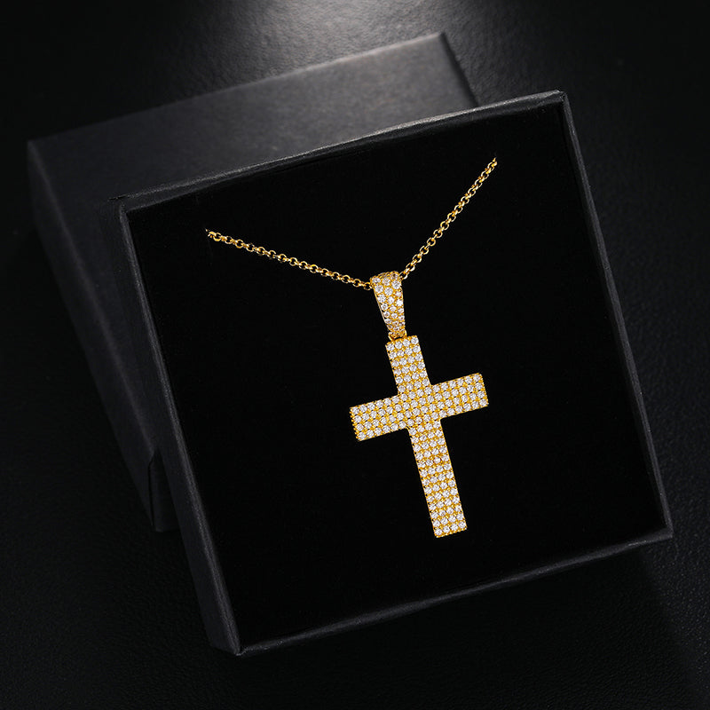 Moissanite Diamond Iced Out Cross Pendant Necklace