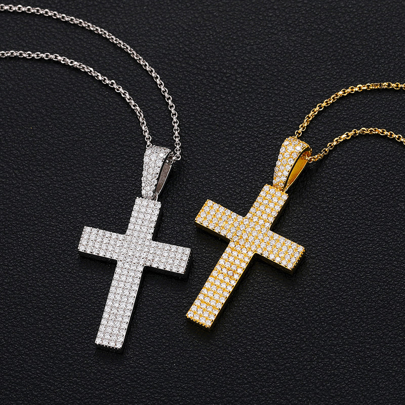 Moissanite Diamond Iced Out Cross Pendant Necklace
