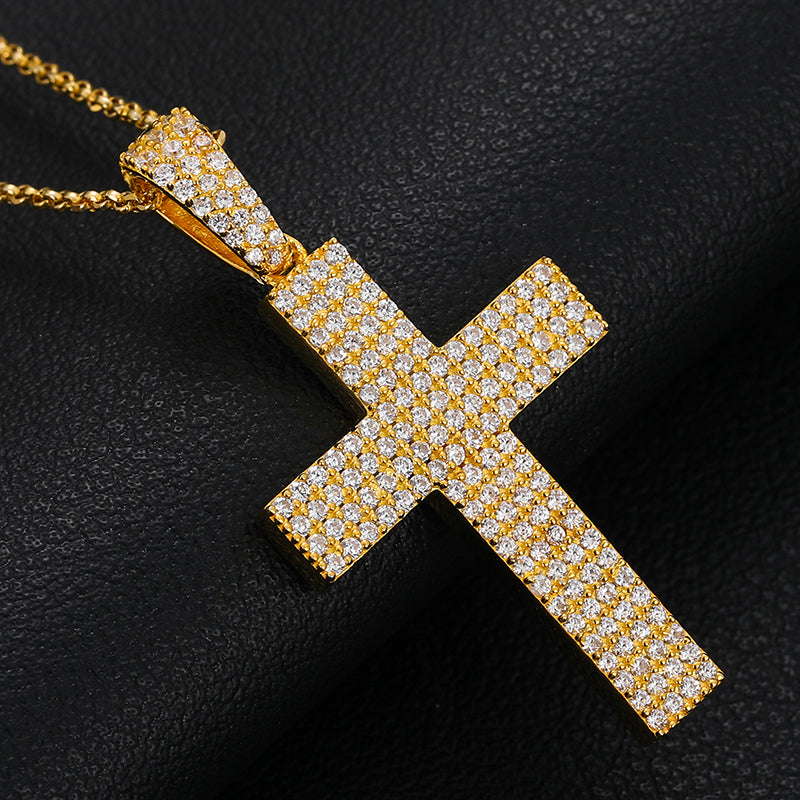Moissanite Diamond Iced Out Cross Pendant Necklace
