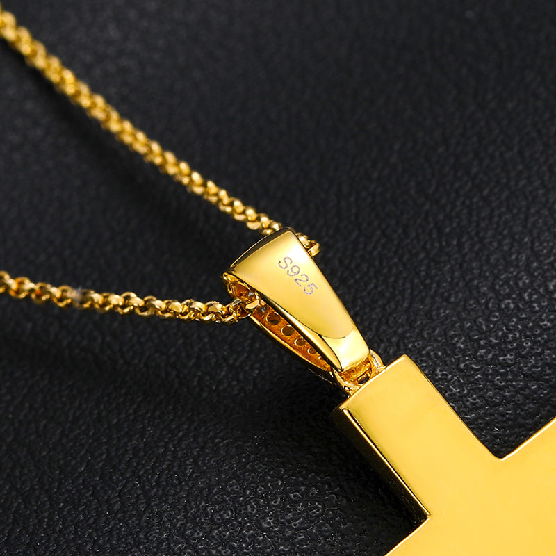 Moissanite Diamond Iced Out Cross Pendant Necklace