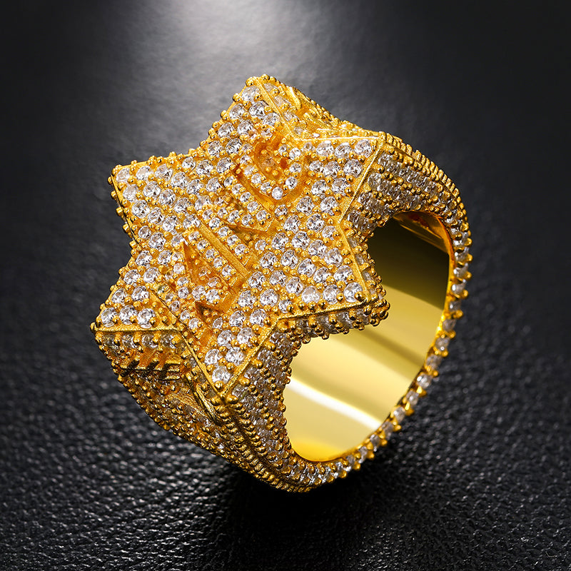 Moissanite Diamond Iced Out King Star Ring For Men