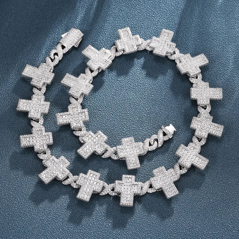 Silver Moissanite Cross Cuban Chain | Jewelry for Men | Never Stop Grindin