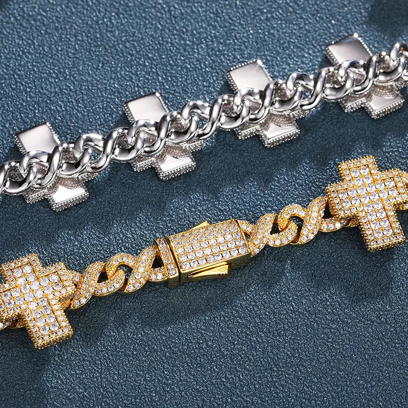 Silver Moissanite Cross Cuban Chain | Jewelry for Men | Never Stop Grindin